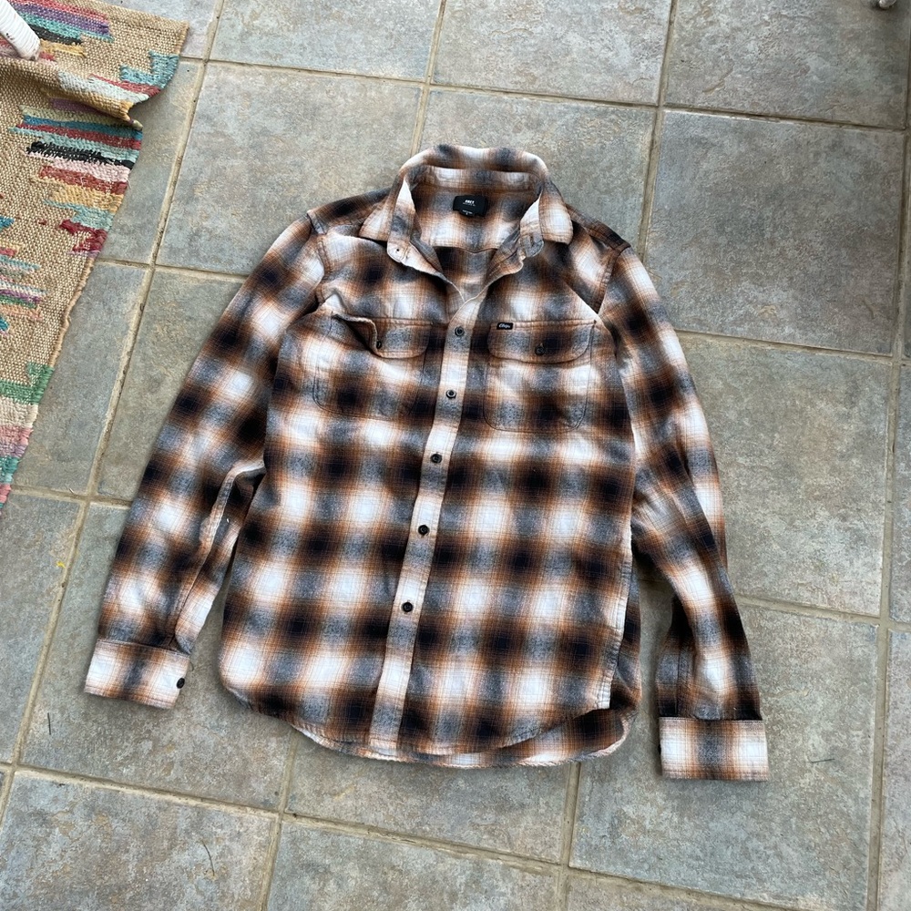 Obey Plaid Gradient Flannel Shirt Size Small Skate (31)